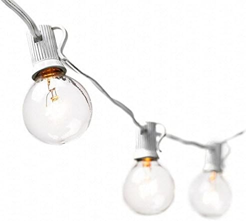 50ft. Globe String Lights With Clear G40 Bulbs UL Listed for Indoor/Outdoor Use Outdoor String Lights Patio String Lights Wedding Lights White Wire
