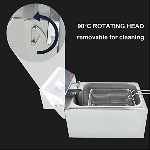 DULNICE 6L Gastro Friteuse mit Einzeltank & Deckel Friteuse mit Fett 3000W, Edelstahl Elektrische Friteuse Temperaturkontrolle 60-200°C Schnelles Erhitzen für Heim und Gewerbe – Bild 7