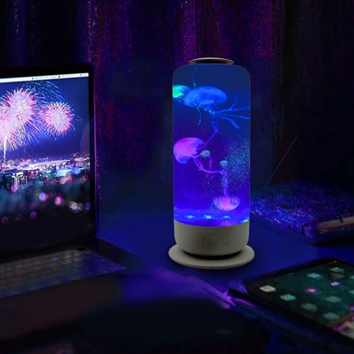 Lámpara de medusas contra el estrés con tanque LED nocturno y flujo ajustable 5
