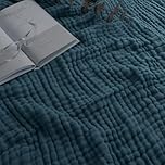 Comfy Cubs Adult Muslin Blanket Throw, 127 x 152 cm - Soft, Six-Layered, Lightweight, Breathable Cotton Blanket for All Seasons - Machine Washable, Stylish Home Decor - Neptune