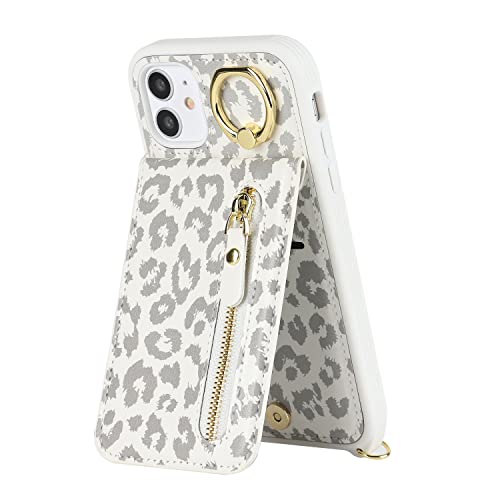 Deyhu Iphone 11 Phone Case With Card Holder For Women, Iphone 11 Case Wallet With Strap Credit Card Slots Crossbody With Kickstand Zipper Shockproof Case For Iphone11 - White Leopard #TOP6