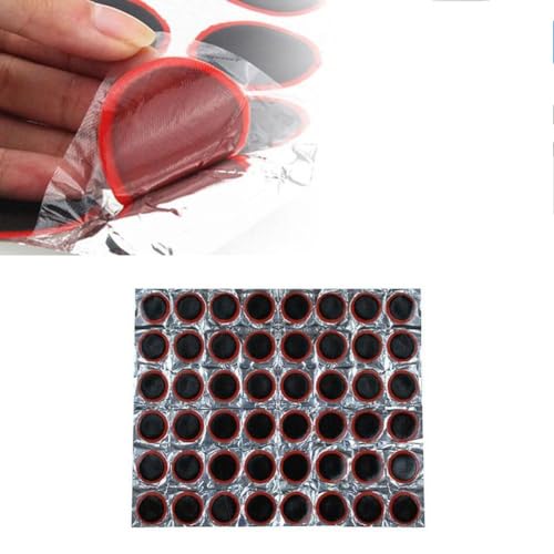 DHliIQQ Kit di 48 toppe di riparazione per bici, kit di riparazione pneumatici per bici, toppe in gomma, strumenti di riparazione per foratura della camera d'aria della bicicletta, kit di toppe per
