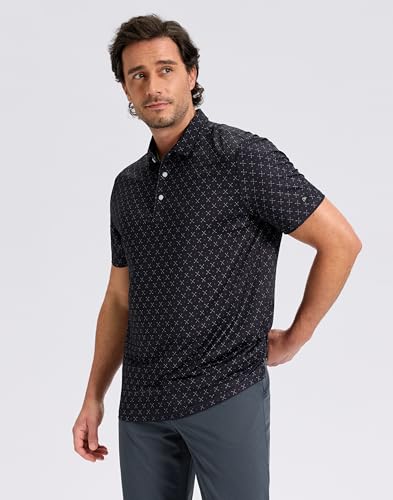 Image of Obla Mens Golf Polo Shirts Short Sleeve Dry Fit Performance Moisture Wicking Casual Print Collared Golf Shirts for Men