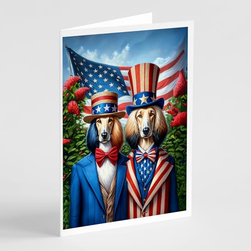 Caroline's Treasures All American Afghan Hound Greeting Cards Pack of 8 Blank Cards with Envelopes Whimsical A7 Size 5x7 Blank Note Cards