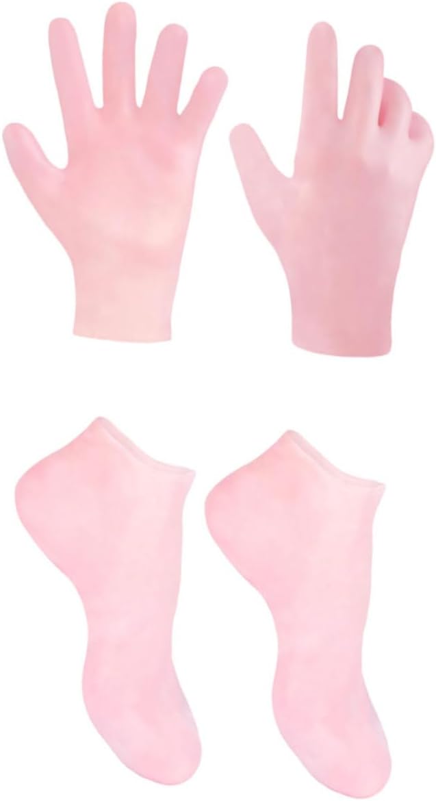 Moisturizing Foot Socks Exfoliating Gloves Dead Skin Remover for Body Foot Care Socks Set Pink