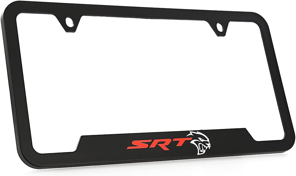 Dodge Challenger SRT Hellcat Plastic Black License Plate Frame Tag Holder