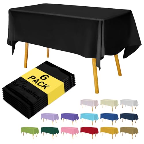 Hereisa Black 6 Pack Plastic Table Cloth 54