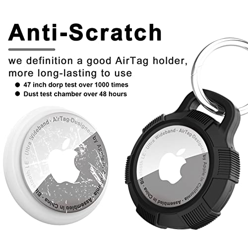 [4 Pack] SEVROK AirTag Holder Keychain Case, Solid Full-Body Protection Anti-Scratch Clear Shell with Key Ring, Apple Air Tag Accessories, Works with Keychain/Dog Coller/Cat Coller and More - Thumbnail 5