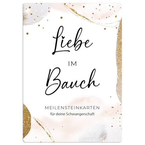 JoliCoon 50 Meilensteinkarten Schwangerschaft Golden Glamour - Meilensteine Schwangerschaft - Geschenke für Schwangere