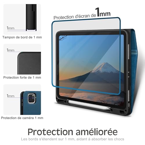 Coque iPad Pro 12,9 avec support stylet et charge Pencil 2 pour étui KingBlanc bleu - 6