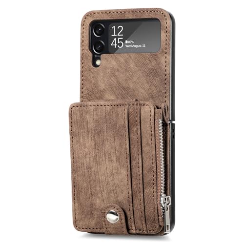 Étui en cuir PU de qualité supérieure pour Samsung Galaxy Z Flip 4 et 5 marron