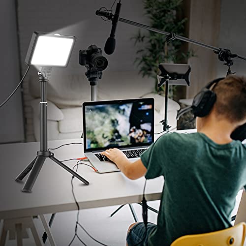 Bonnu Kit de iluminação de videoconferência USB com 2 * luzes de vídeo LED 5600K reguláveis + 2 * tr