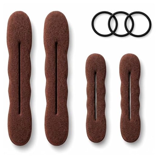 Styla Hair Brown Magic Hair Bun Maker 4 Pack (2 Small, 2 Large) Foam Sponge Buns with Hair Ties Shaper Accessories Strong Flexible Reusable Bun Twister for Updo’s, Ballet Buns, French Twist, Waves & more!