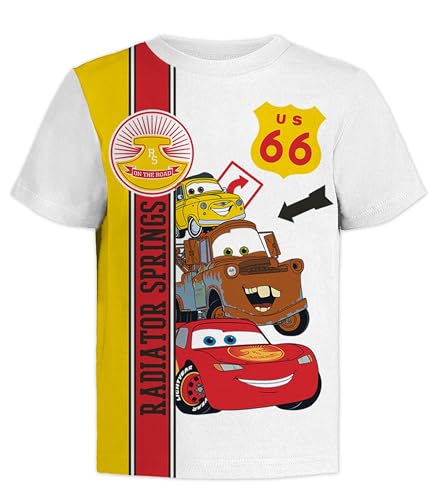 Disney Cars Lightning McQueen Pixar Graphic T-Shirt (Sets) Tow Mater Doc Cruz Finn Outfit Tee Toddlers Birthday Kids Clothes4