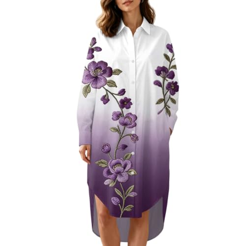 Robe chemise imprimé floral coloré contre le teint terne
