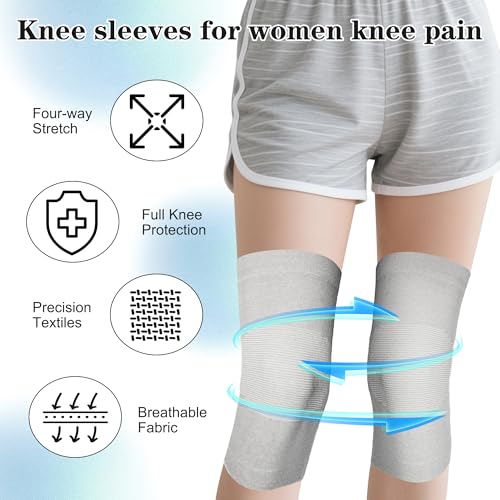Image of Compression Knee Sleeves (2 Pack), 11 inch Professional Support for Knee Pain Relief, Arthritis, Running, Gym, Workout & Recovery - Stability for Men & Women with Joint Pain, ACL, Meniscus Tear