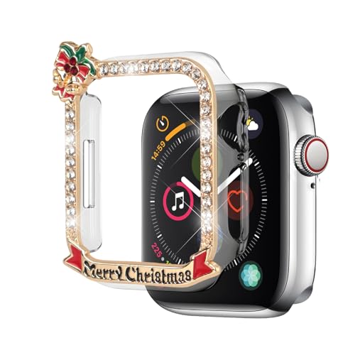 Watbro Christmas Protective Case Compatible for Apple Watch 40mm 41mm 44mm 45mm Diamond,Christmas Case for iWatch SE/Series 9/8/7/6/5/4,All-Around Edge Protective Cover Frame No Screen Protector