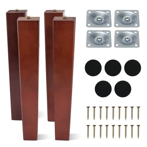 AWBEOT 4 patas para muebles de madera de 30 cm, patas para muebles de madera, patas cuadradas, patas de repuesto para sofá, con placa de montaje, almohadilla antideslizante, tornillos, para mesa, cama