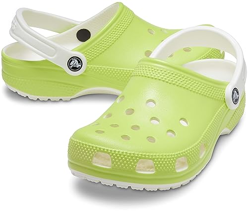 Image of Crocs unisex-child Classic Glow in the Dark Clogs, Limeade, 4 Toddler
