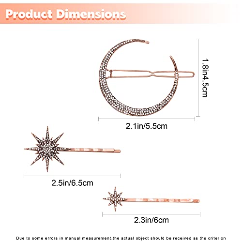 Star Hair Clips | Sparkly Hair Accessories | Rose Gold Hair Clips - Ideal For Casual And Formal Events | 3Pcs Set Star Hair Pins | Suitable For All Hairstyles | Premium Star Pins | For Women And Girls #TOP6