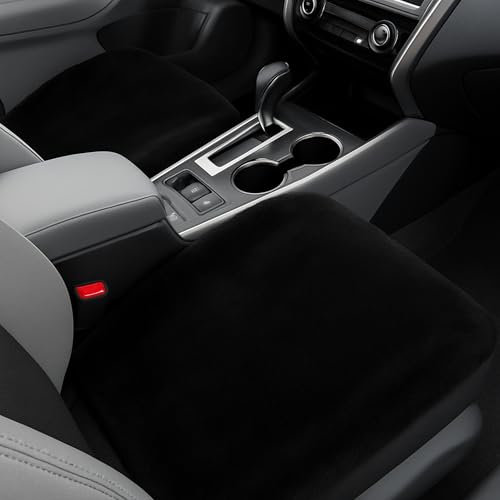 Image of Premium 3Pcs Car Seat Cover /Pad /cushions | Luxury and Soft Rabbit Fur Cover | Fluffy Plush Vehicle Protector Pad with Non-Slip Backing | Universal Fit For Most Vehicles | Colour: Black