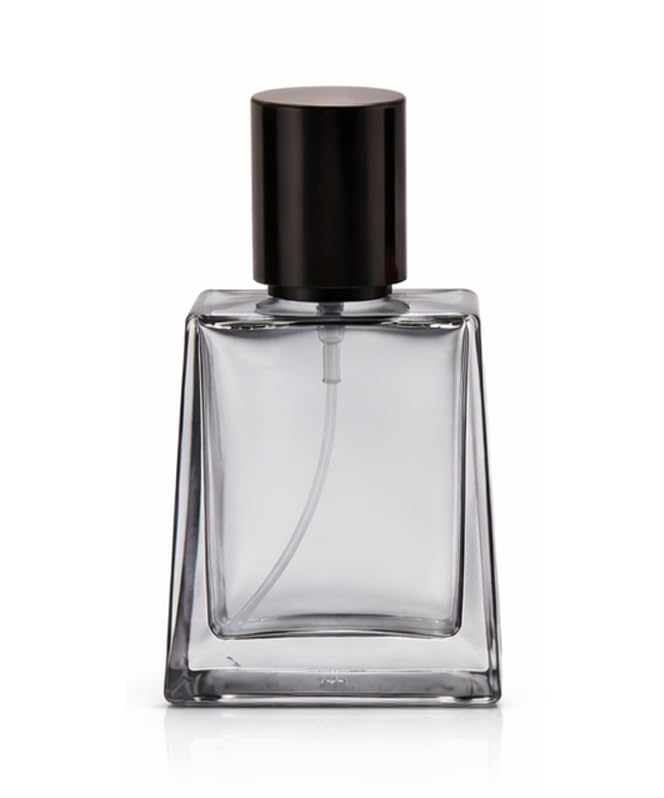Image of Hunky Dory 30ml Empty Glass Perfume Bottles Set of 6 | Refillable Square Fragrance Spray Bottles with Black Caps