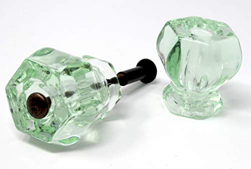 Rousso's Reproductions Four Vintage Style Furniture Knob Pulls 0100-CG4: Coke Bottle Green Glass with Oil Rubbed Bronze Upgraded Flush-Fit Screws