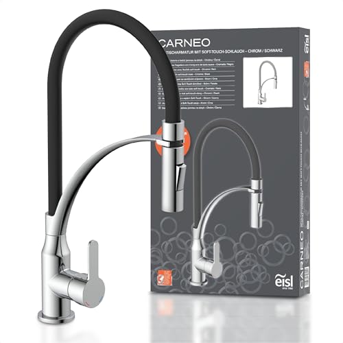 EISL NI183CARCRB CARNEO Robinet de cuisine avec douchette extractible, robinet de cuisine avec fonction d'économie d'eau, mitigeur monocommande pour évier de...