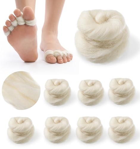 8PCS Lambs Wool for Toes Soft Lambs Wool for Pointe Shoes Wool Lambswool for Toes to Prevent Corns Blisters & Calluses (Beige)