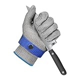 KAINOWEE A9 Level 9 Cut Resistant Glove Food Grade, 2.0 Upgraded Protective/Anti Knife Cutting Stainless Steel Mesh Metal Glove, for Chefs Kitchen Work Oyster Shucking Butcher Meat Cutting (Large)