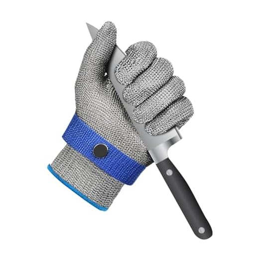 KAINOWEE Level 9 Cut Resistant Glove Food Grade, 2.0 Upgraded Stainless Steel Mesh Metal Glove, for Chefs Kitchen Meat Cutting Oyster Shucking (Large)