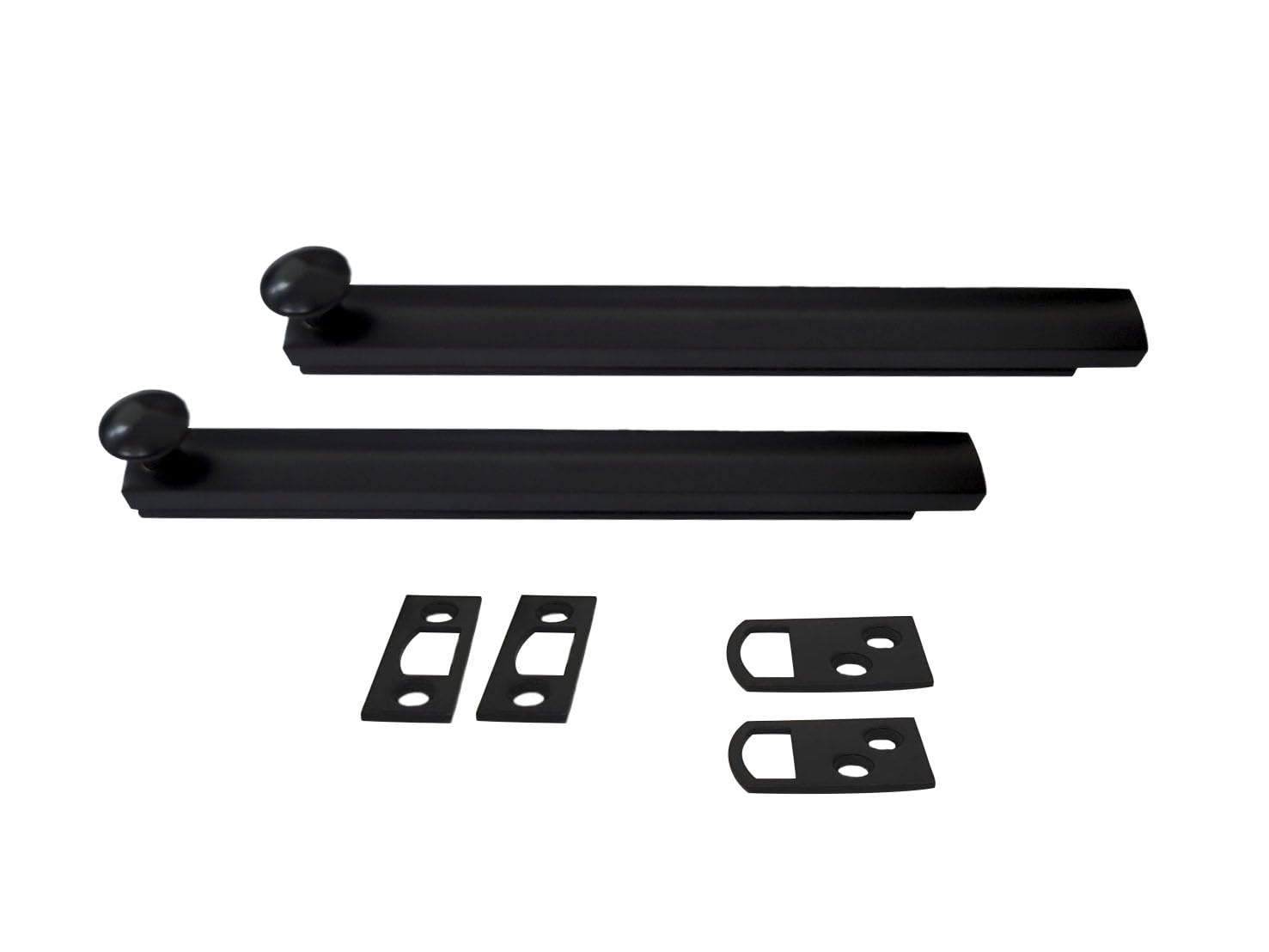 QCAA Heavy Duty Solid Brass Concealed Surface Bolt, 6", Matte Black, 2 Pack, Made in Taiwan