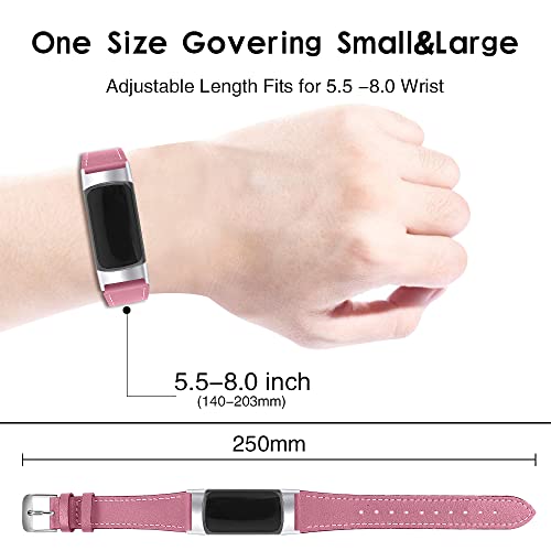 Mtozon Leather Bands Compatible with Fitbit Charge 6/Charge 5, Replacement Genuine Leather Straps for Women Men