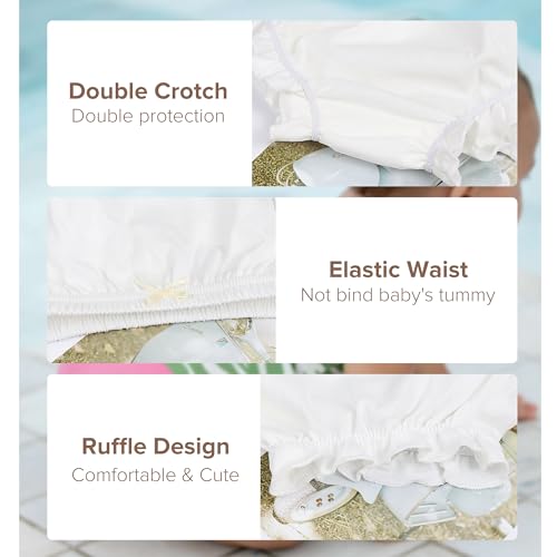 7Pack Diaper Cover - Baby Bloomers,Cotton Underwear,Panties for Toddler Girls White