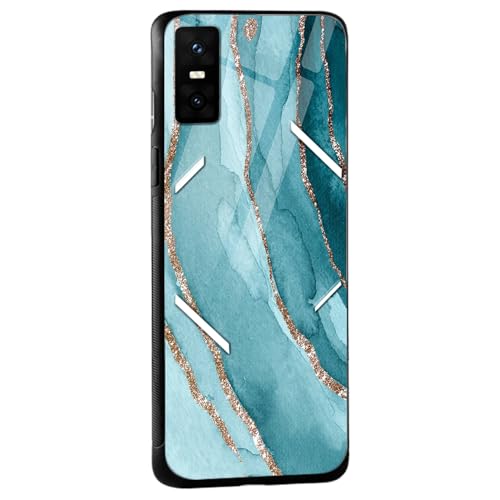 Image of COLORflow Back Cover Compatible with Infinix GT 30 Pro 5G | Blue Marble Golden Stripes | Shockproof TPU Bumper Cover with Camera Protection Back Cover Compatible with Infinix GT 30 Pro 5G