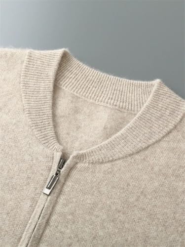 Mens 100 Percent Merino Wool Zip Cardigan Fall Winter Long Sleeve Thick Casual Knitted Warm Sweater4