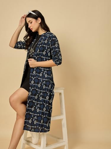 Image of Azira Cotton Abstract Print Front Open Shrug & Calf Length & Western & Casual Wear & Summer Wear & Shrugs for Woman Stylish