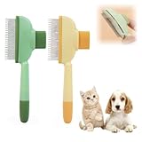 2Pcs Selbstreinigender Katzenkamm - Tiefenreinigung Flohkamm für Katzen, Schönheitspflege Haar Hundekamm, Haustier Fellblitzbürste, Entfernen von Schwimmenden Haaren und Öffnungsknoten Katzenbürste
