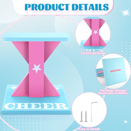 Chunful Cheerleading Balance Trainer 12.2 x 13.19 Inch Wood Wooden Cheer Stunt Training Stand Equipment Cheer Flyer Stand for Flexibility Core Strength and Coordination Training (Pink and Blue) by Chunful - Used condition - Image 3