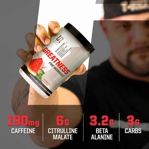 Image of Undefined Nutrition Greatness Pre-Workout by Brian Shaw (30 Servings) - 6 g Citrulline Malate & 3.2 g Beta Alanine for Better Pumps, Energy, Focus and Strength for Men & Women (15.9 Oz, Blue Razz)