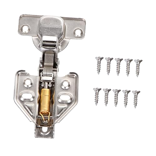 KICHOUSE 10 Pcs Silver Stainless Steel Door Hinges Hydraulic Furniture Hinges Cabinet Hinges Kitchen Cabinet Hinges