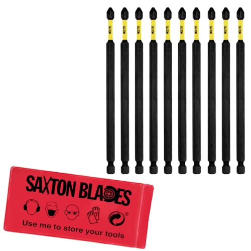 10 x Saxton PZ2 152mm Long Magnetic Impact Duty Pozi-Drive Screwdriver Drill Driver Bits for Dewalt Milwaukee Bosch Makita etc