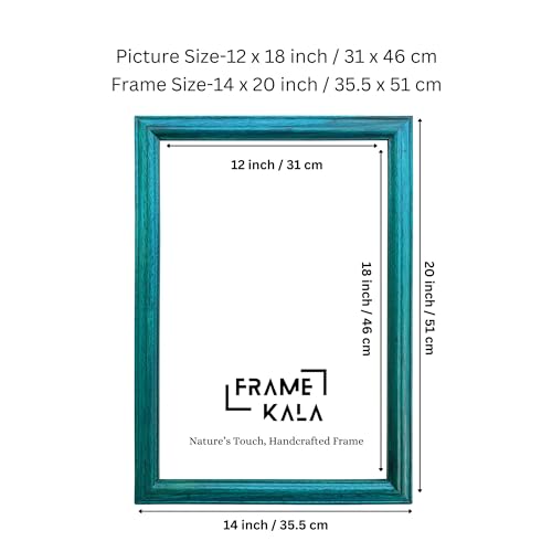 Image of Handcrafted Blue Wooden Photo Frame, 12x18-inch Display for Artworks, Pictures, Photos, Frame for Wall, Home, and Office Decor - A3 Size Display