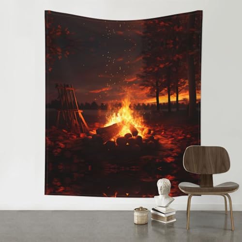 Tapisserie murale feu de camp pour créer un coin cosy et chaleureux dans la chambre