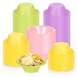 FYSUIMU 100Pcs 12Oz Spring Pastel Plastic Bowls Disposable Easter Candy Color Ice Cream Bowls Dessert Serving Bowl for Holiday Party Supplies, 4 Colors