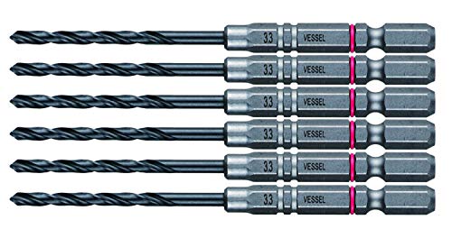ベッセル クッションドリル6本組 ドリルビット3.3mm AMD6P-3.3 クッションリング:赤