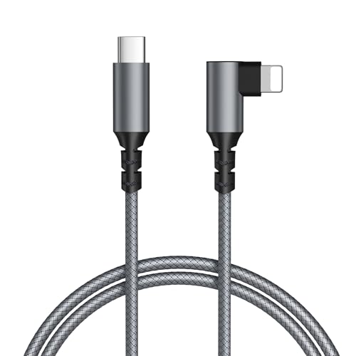 Zoye USB C to Lightning Cable,Right Angle 90 Degree iPhone Fast Charger Cable USB C PD Fast Charging Cord Braided Type C to Lightning Lead for iPhone 14 13 12 11 Pro Max XS XR 8 7 6 5 SE,iPad (1m)