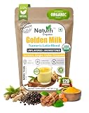 Naturfi Organic Golden Milk Powder with Turmeric, Ceylon Cinnamon, Ginger & Black Pepper | Anti-Inflammatory Turmeric Latte | Ayurvedic Blend | Unsweetened, Vegan, Non-GMO, Keto | 120 Servings, 150g