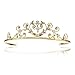 Rose Flower Rhinestone Crystal Wedding Tiara Crown - White Roses Gold Plating