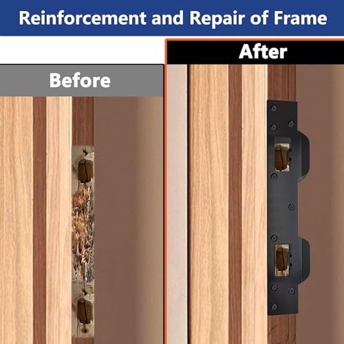 Door Strike Plate Reinforcement Plate, Front Door Strike Plate, Double Strike Plate for 5-1/2 in. Hole Centers, Heavy Duty, Front Door Security Devices Door Latch Plate (Matte Black, 1 Pack) by AOZULIJI - Used condition - Image 5